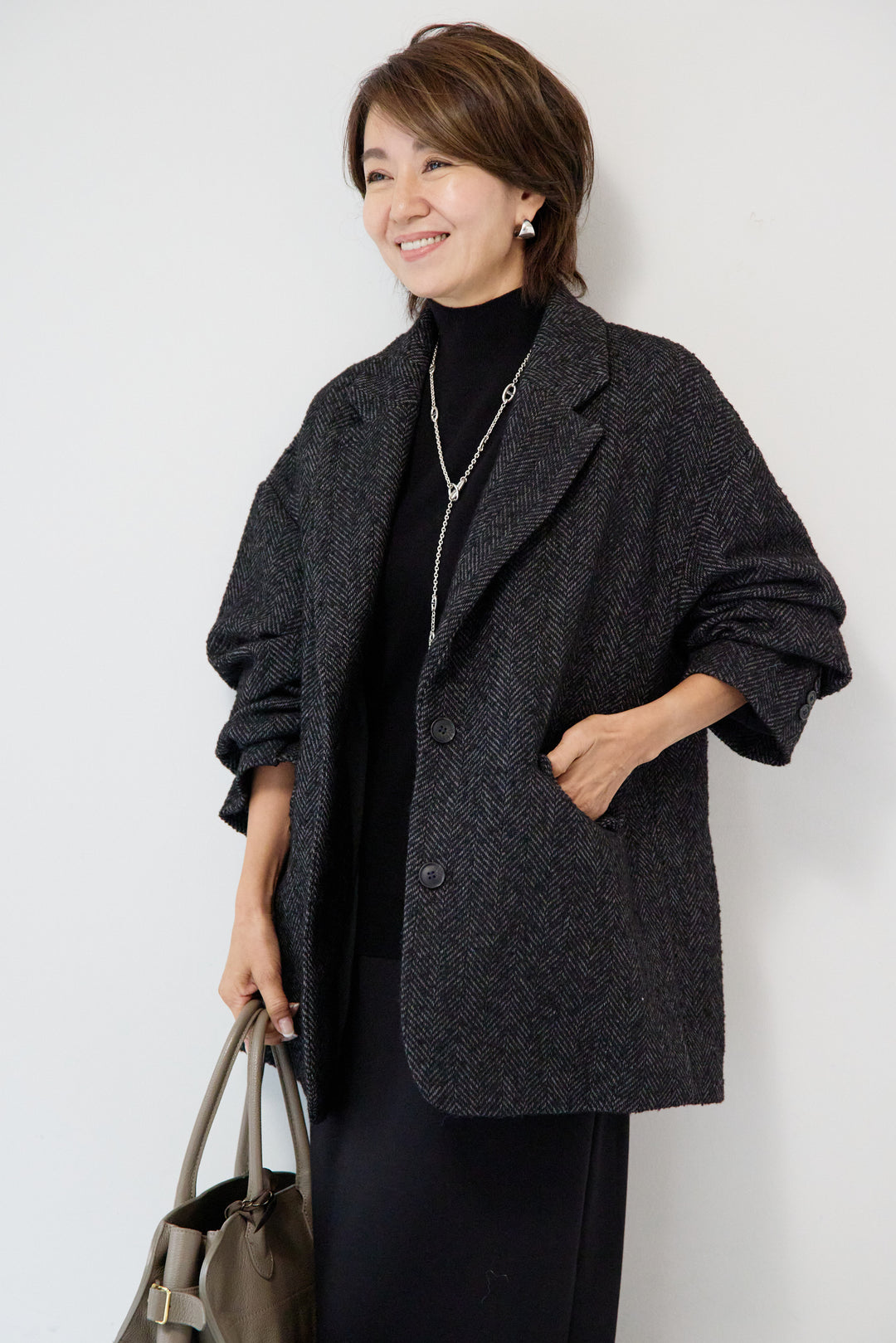 ヘリンボーンジャケットコート