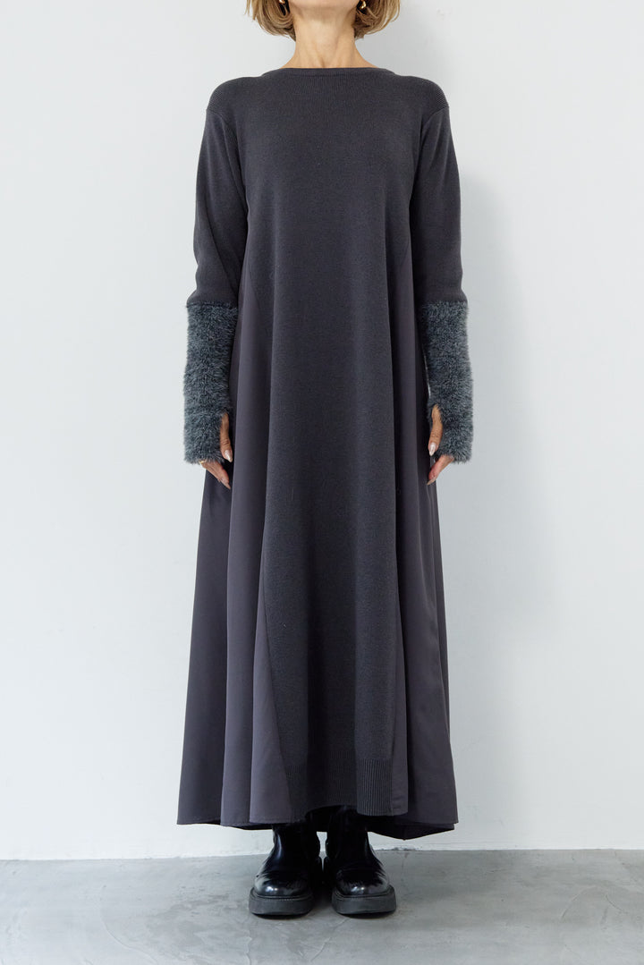 シャギースリーブ布帛切替ワンピース