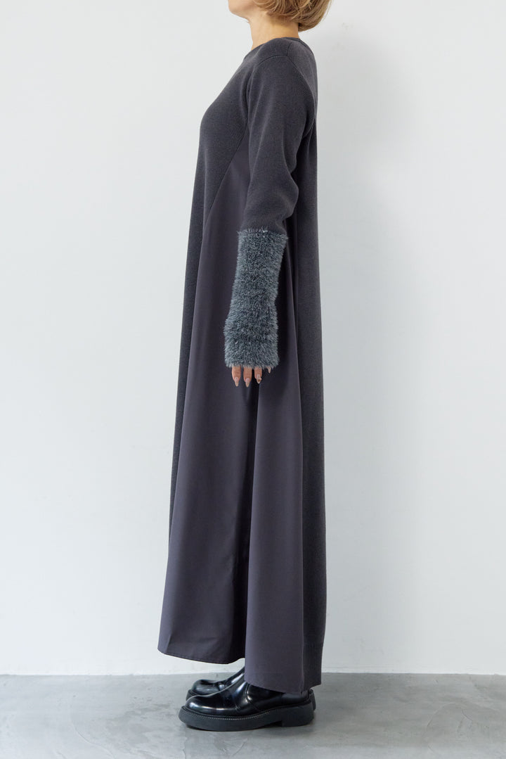 シャギースリーブ布帛切替ワンピース