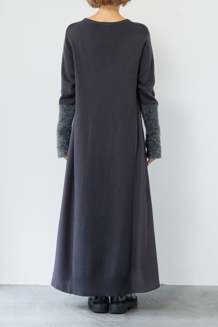 シャギースリーブ布帛切替ワンピース