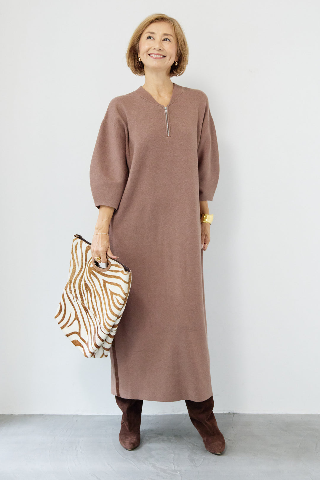 サイドラインニットワンピース