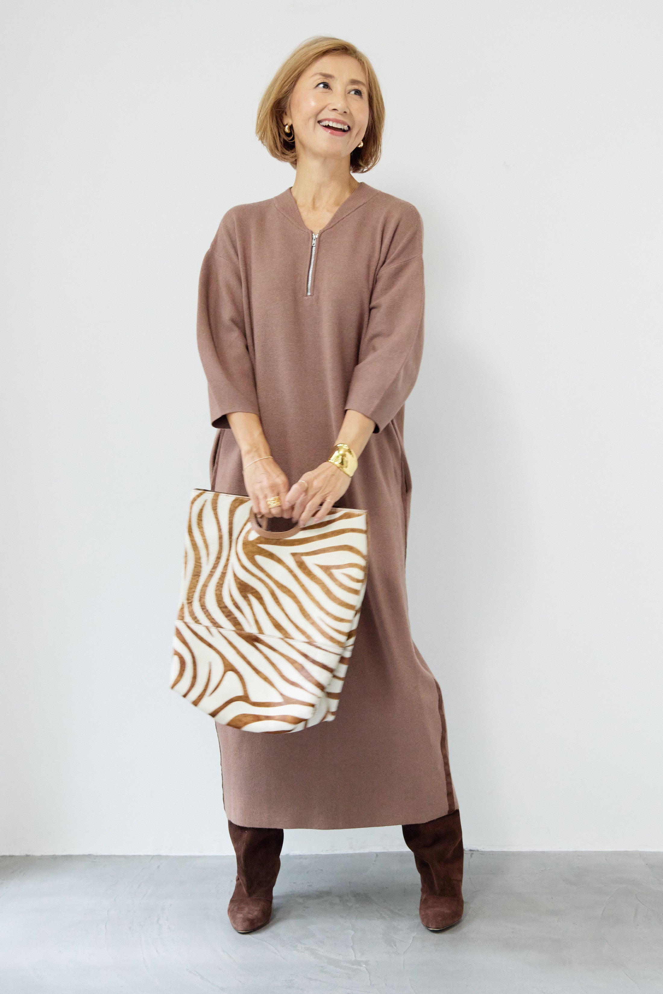 【新品、タグ付き】PLUS OTO.HA サイドプリーツニットワンピース サイドラインニットワンピース – plusotoha