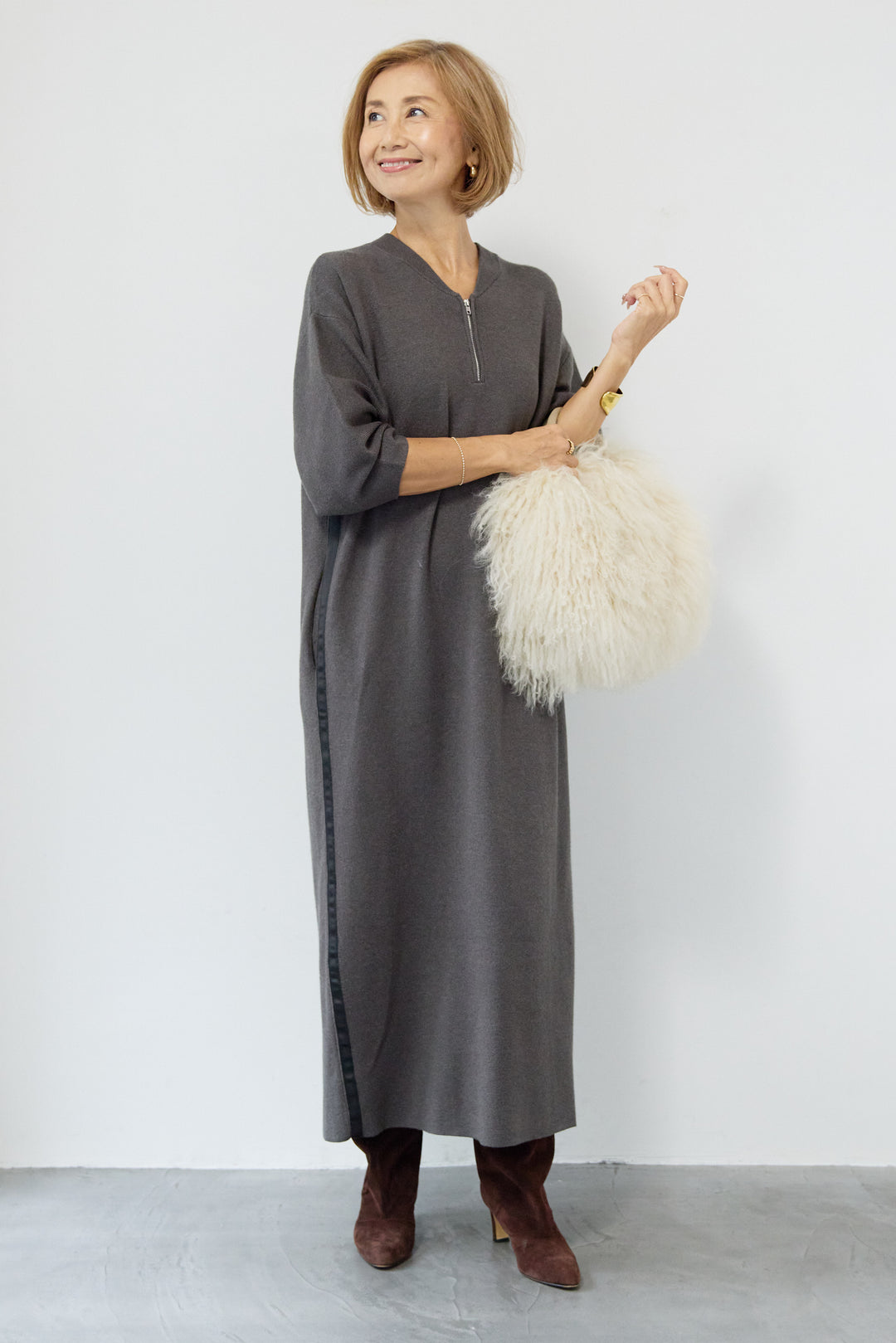 サイドラインニットワンピース