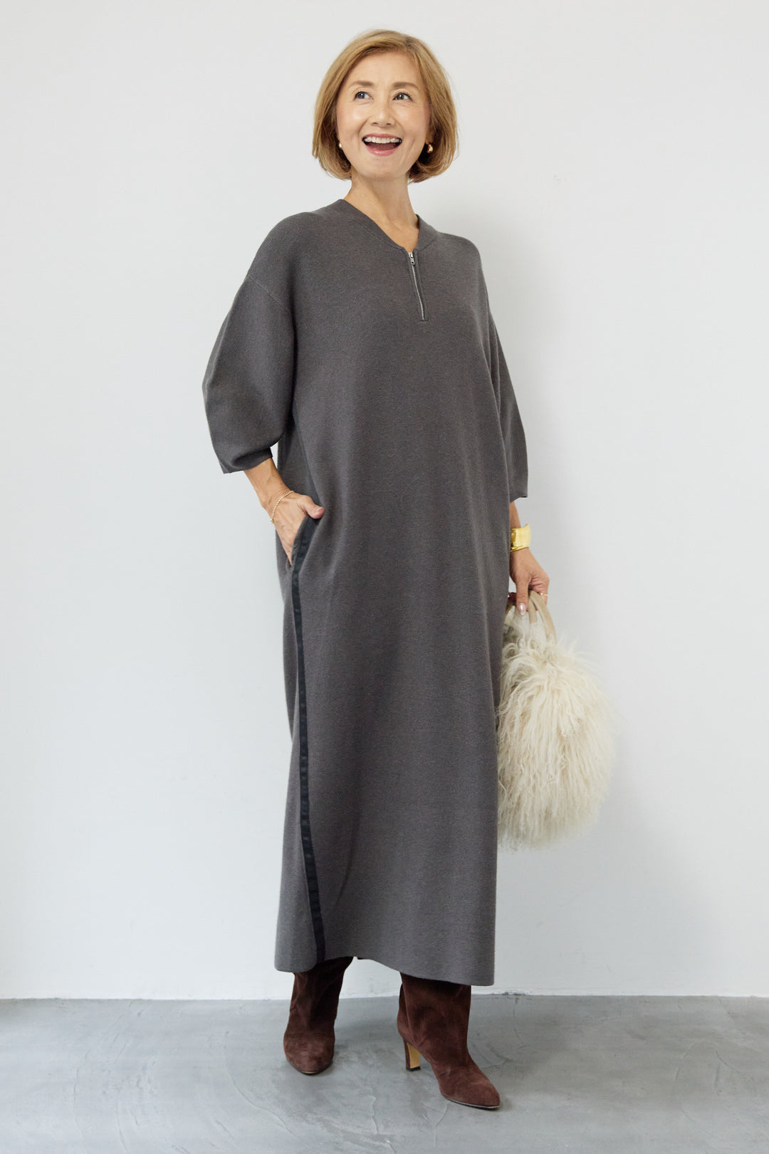 サイドラインニットワンピース