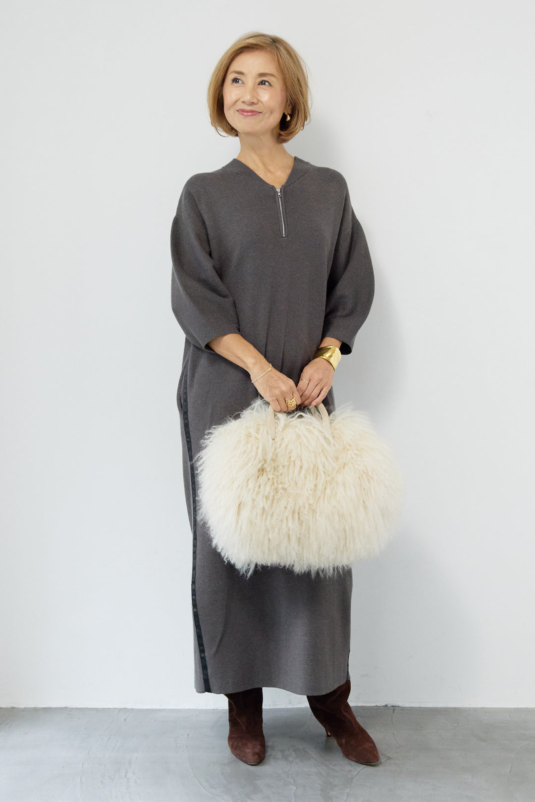 サイドラインニットワンピース