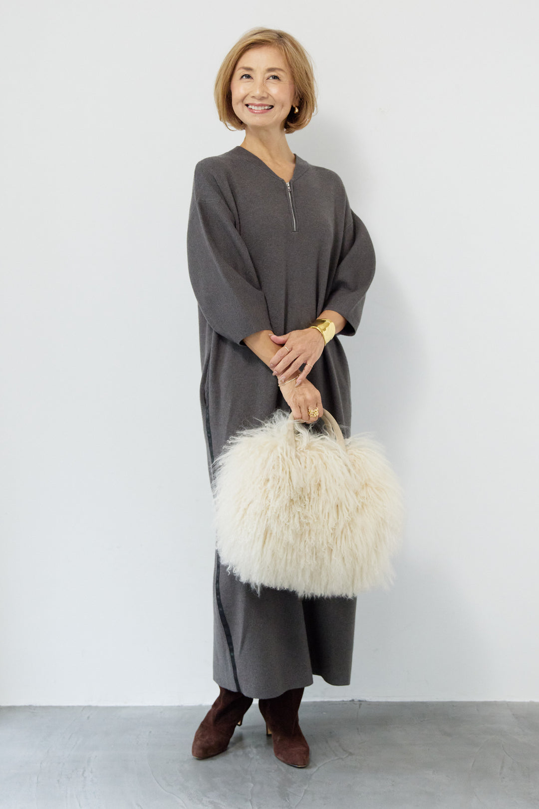 サイドラインニットワンピース