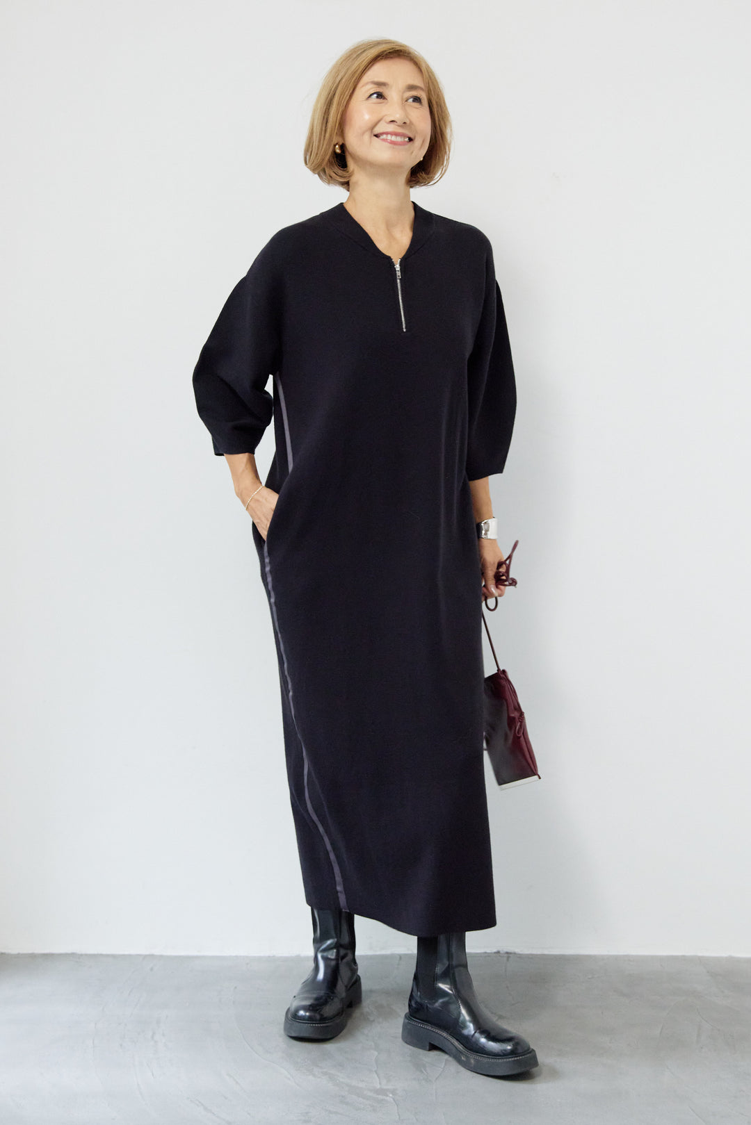 サイドラインニットワンピース