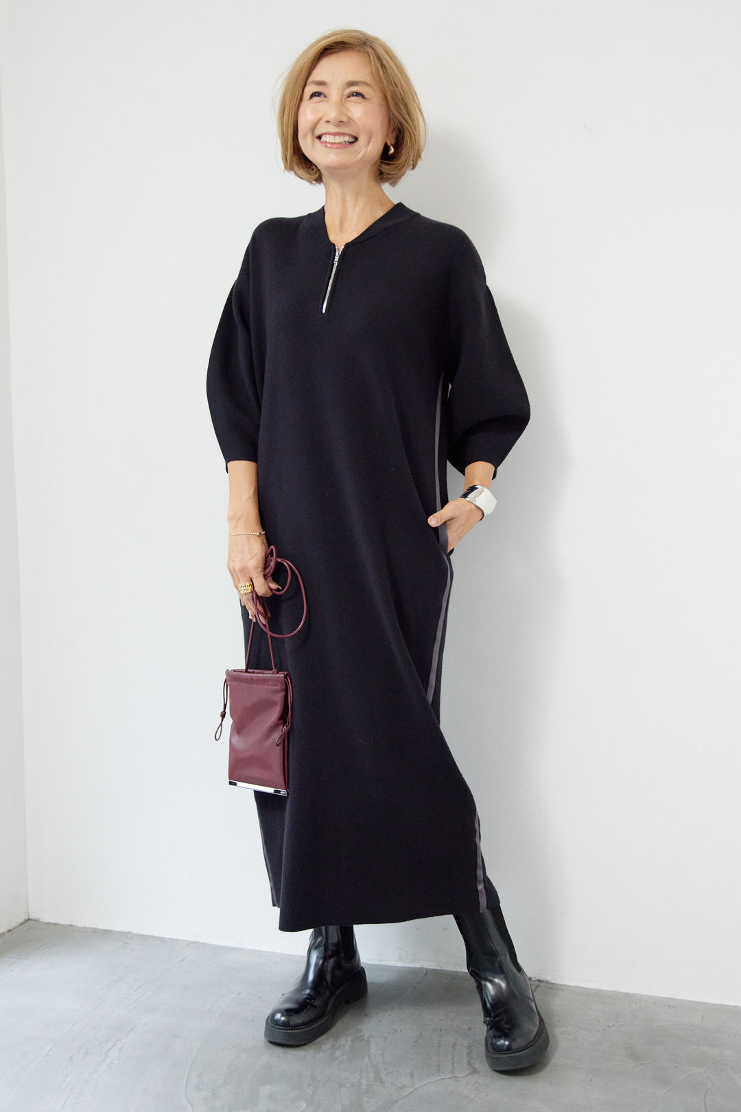 サイドラインニットワンピース