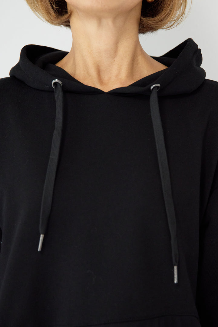 裏毛×チュールフーディプルオーバー