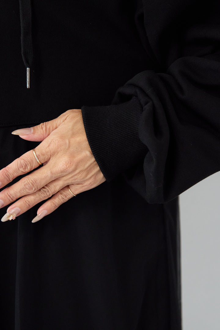 裏毛×チュールフーディプルオーバー