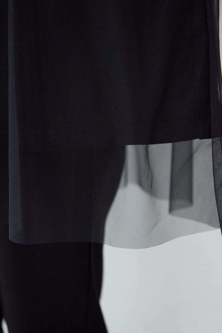 裏毛×チュールフーディプルオーバー