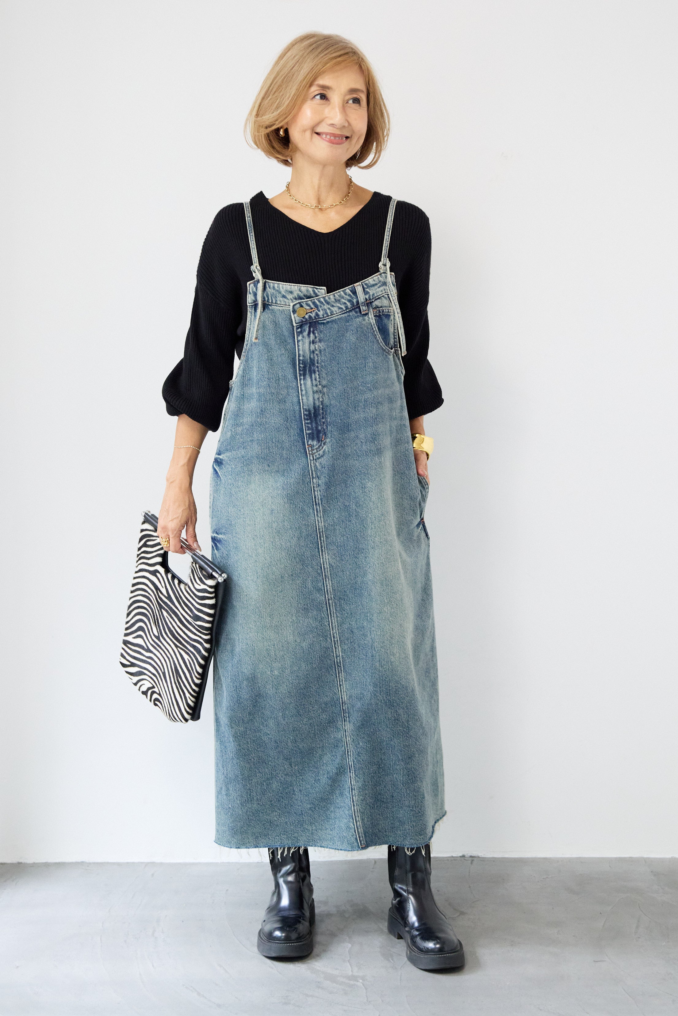 裾フリンジデニムジャンスカワンピース – plusotoha