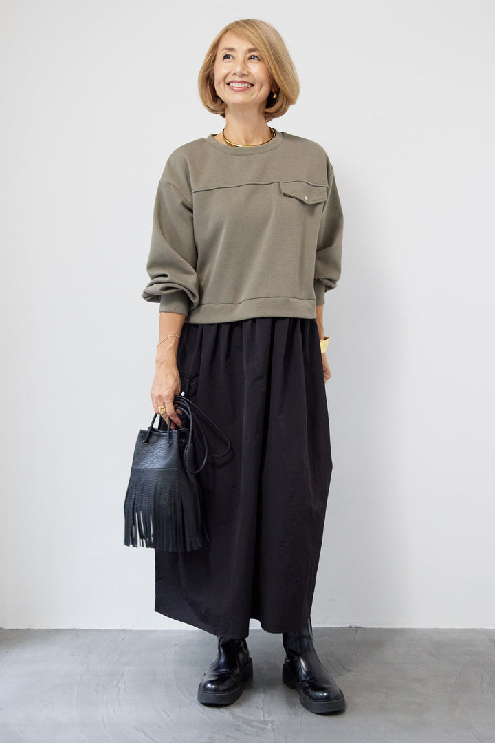 異素材ドッキングワンピース