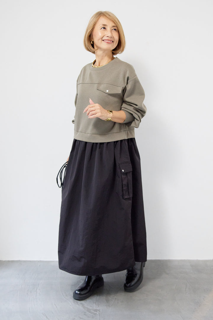 異素材ドッキングワンピース