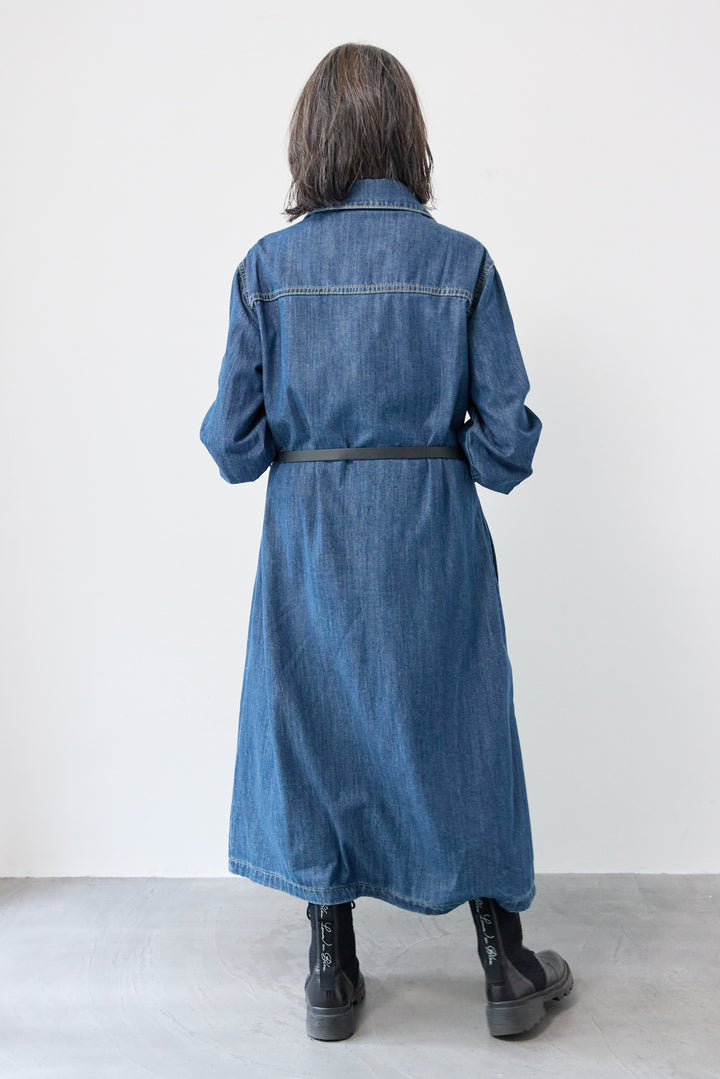 ウエストベルトデニムワンピース