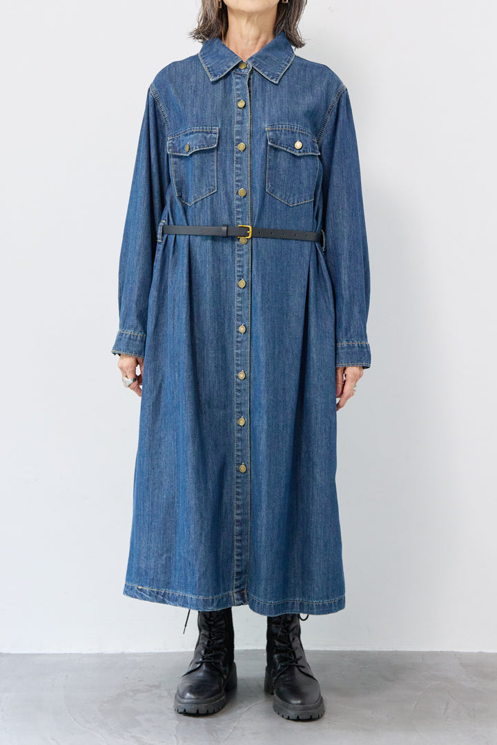 ウエストベルトデニムワンピース