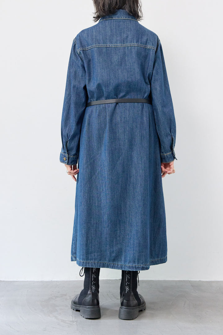 ウエストベルトデニムワンピース