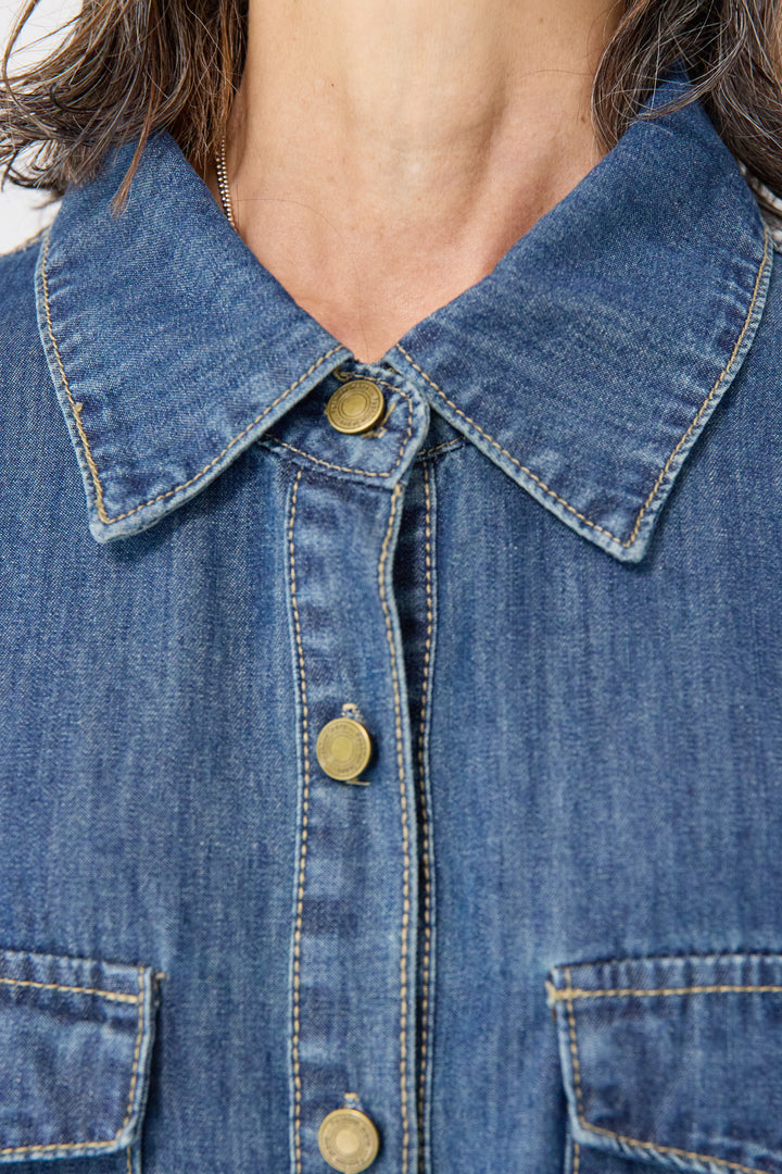 ウエストベルトデニムワンピース