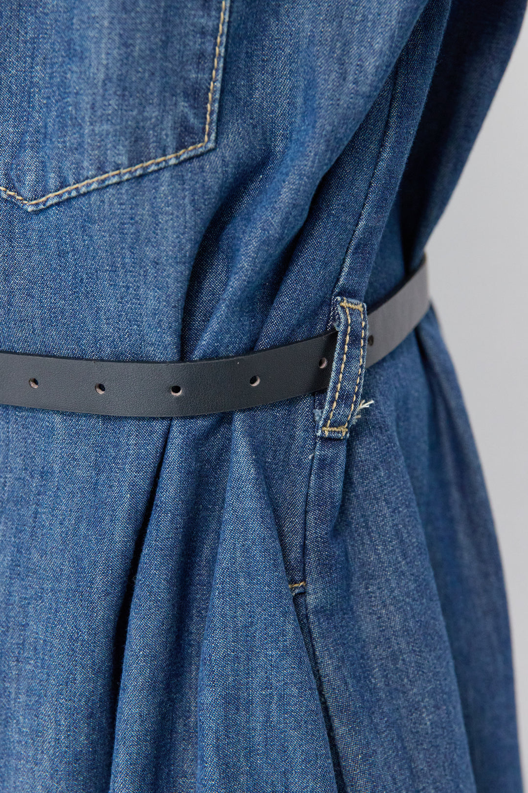 ウエストベルトデニムワンピース