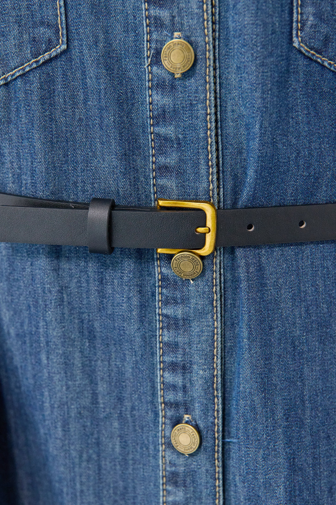 ウエストベルトデニムワンピース