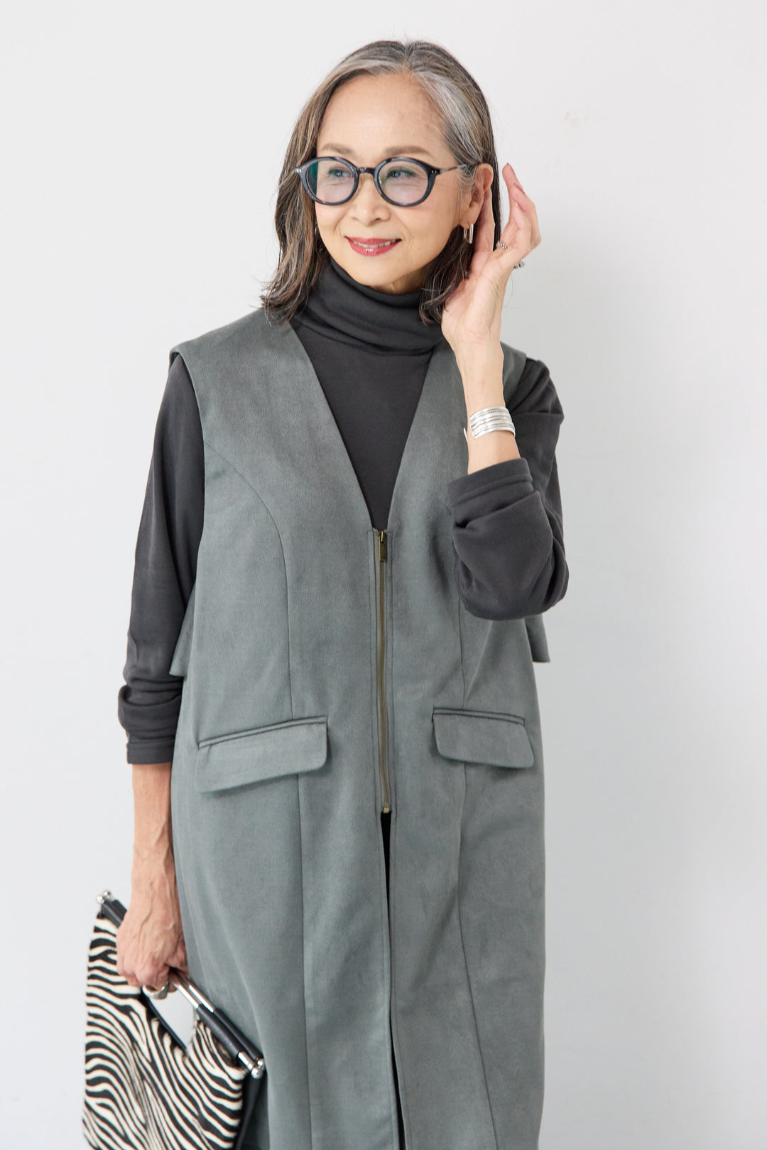 [SET]バックフリルジレ+スエードポンチスカート(2set)