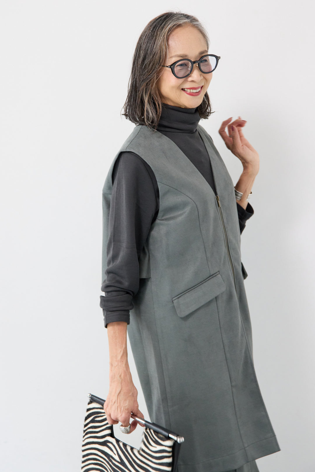 [SET]バックフリルジレ+スエードポンチスカート(2set)