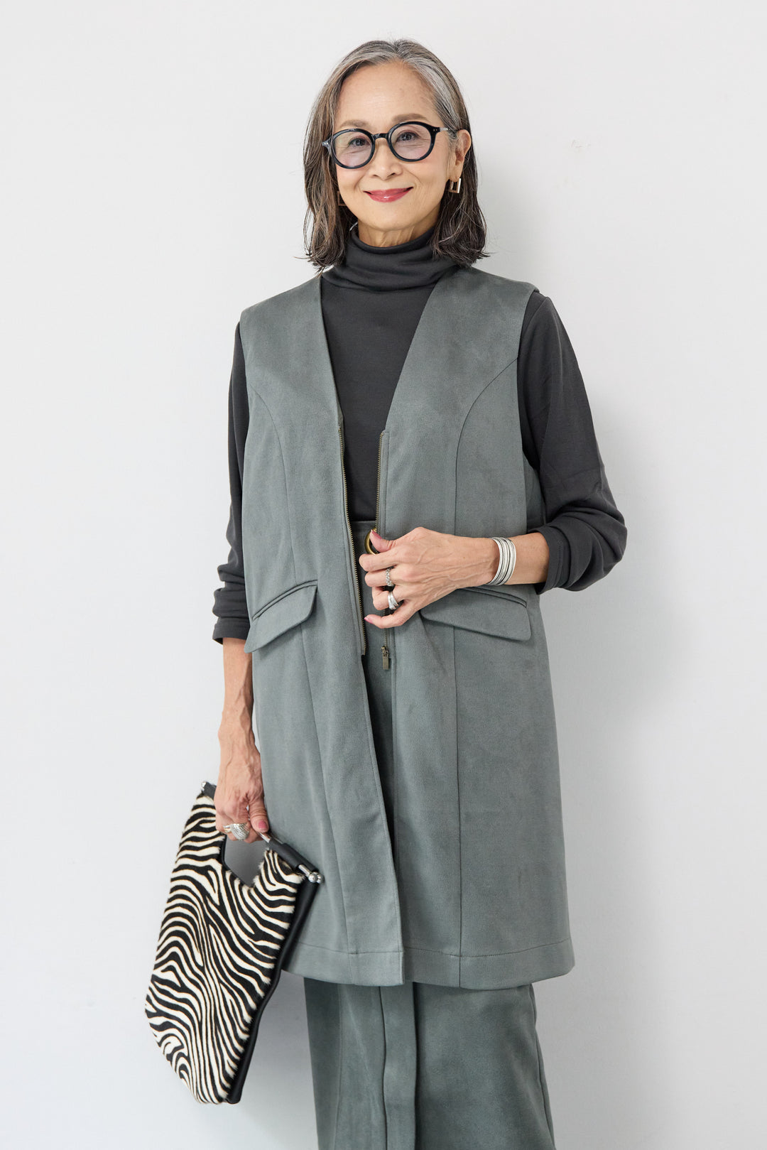 [SET]バックフリルジレ+スエードポンチスカート(2set)