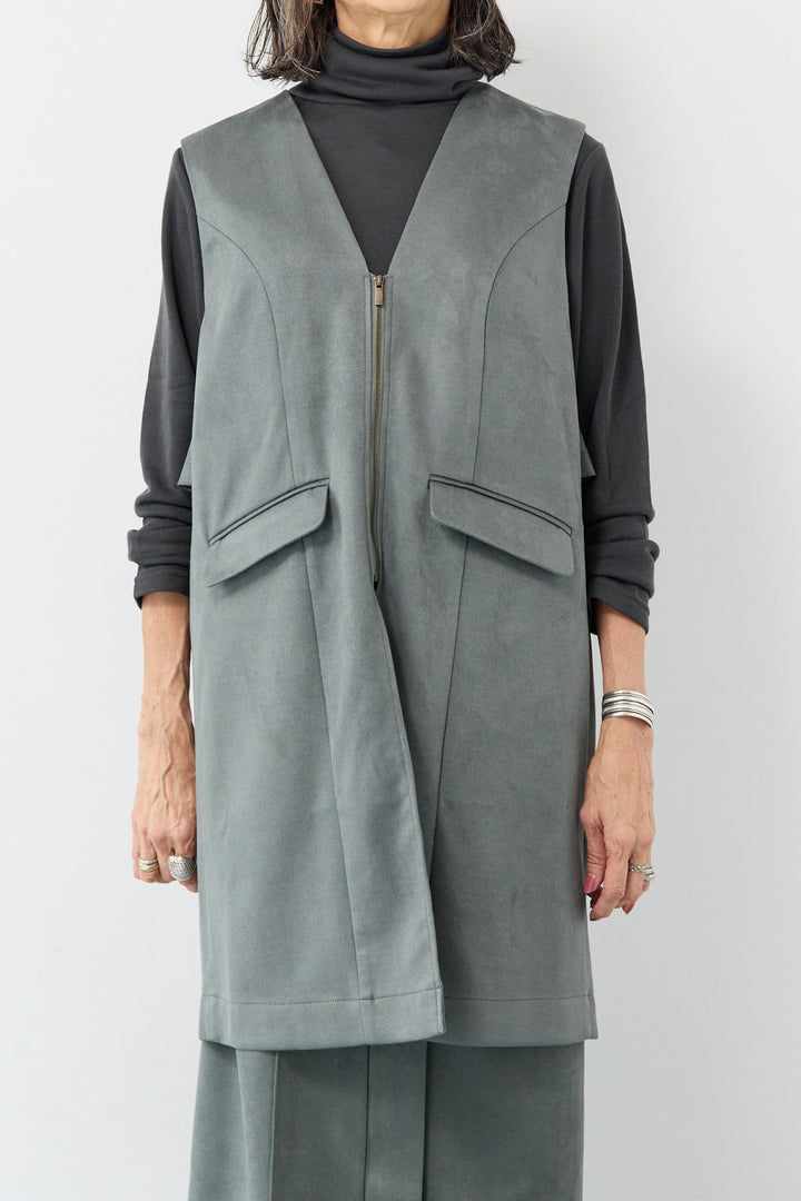 [SET]バックフリルジレ+スエードポンチスカート(2set)