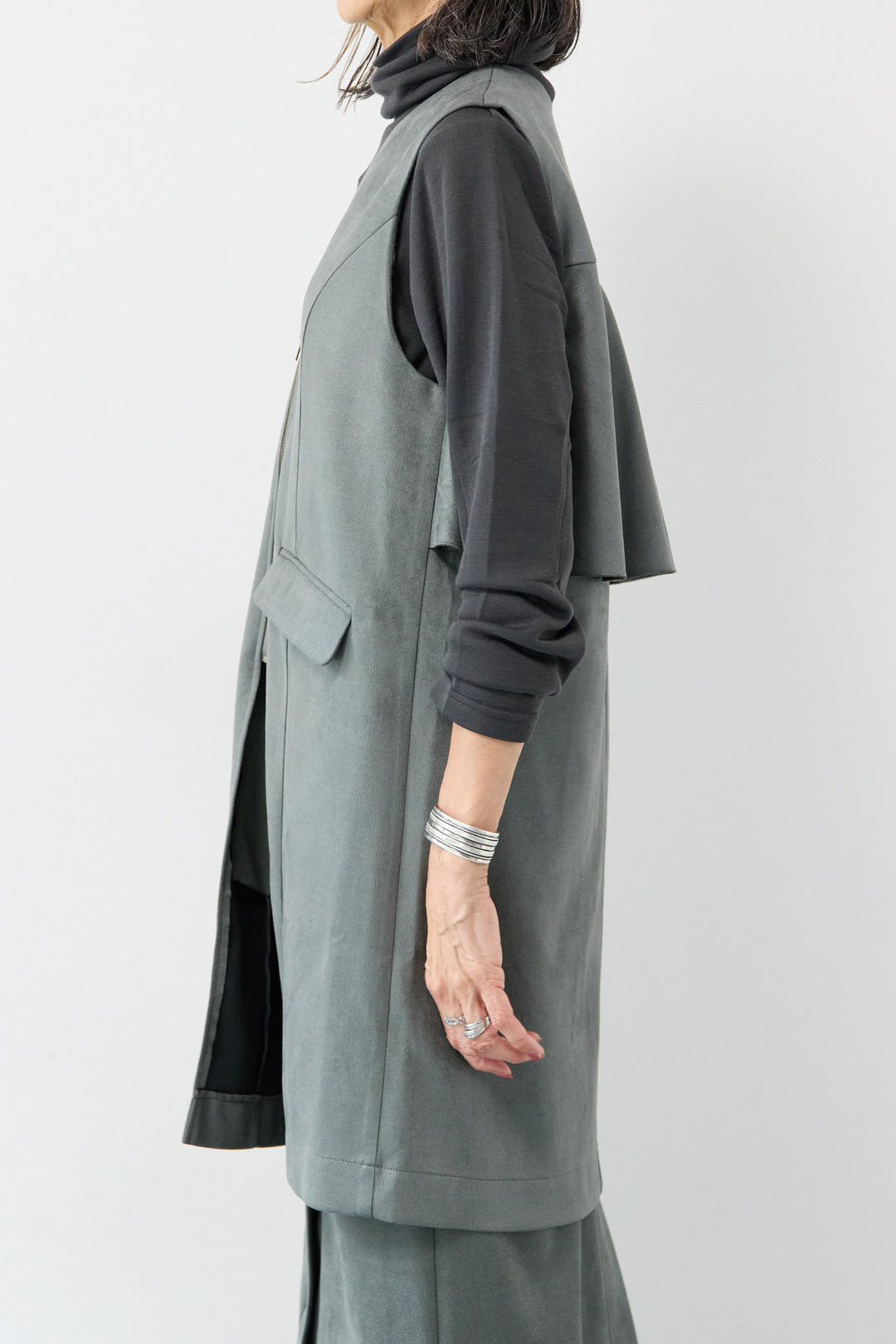 [SET]バックフリルジレ+スエードポンチスカート(2set)