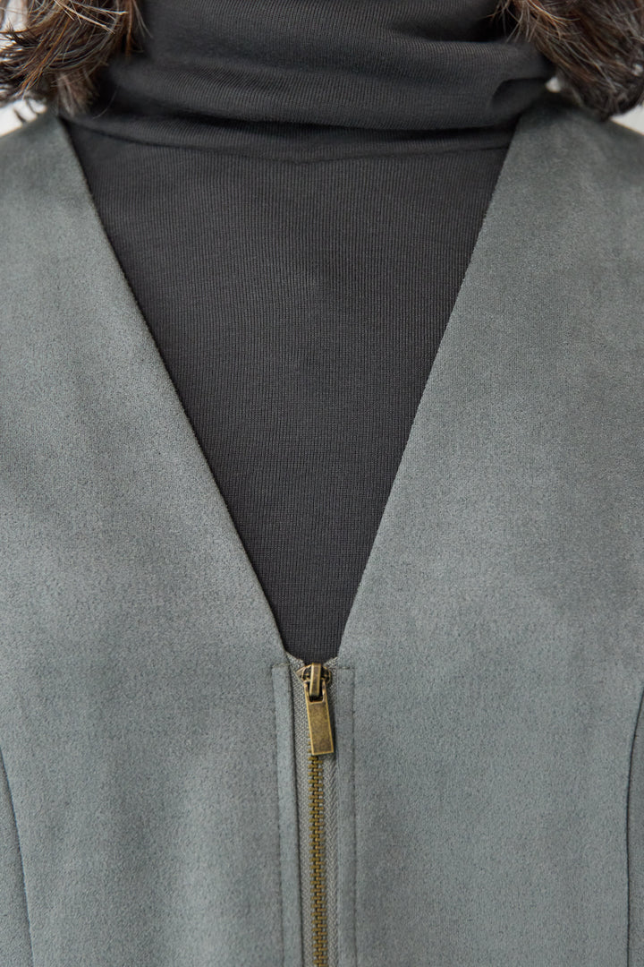 [SET]バックフリルジレ+スエードポンチスカート(2set)