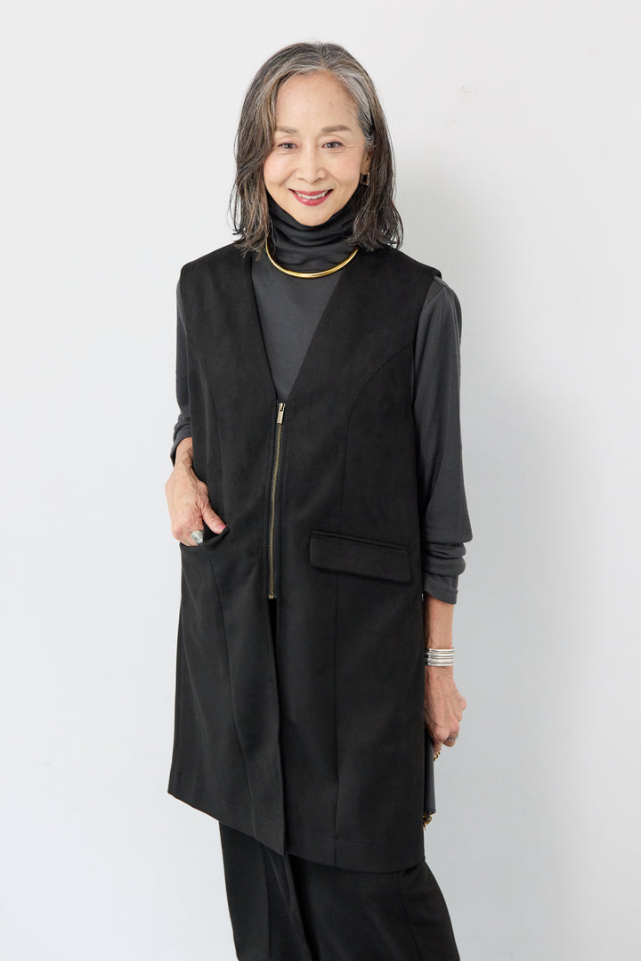 [SET]バックフリルジレ+スエードポンチスカート(2set)