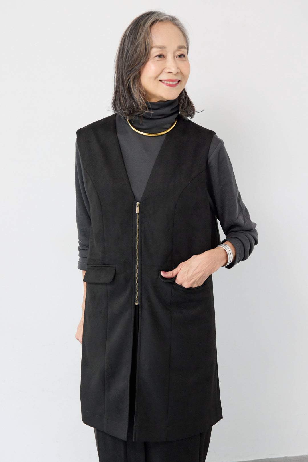 [SET]バックフリルジレ+スエードポンチスカート(2set)