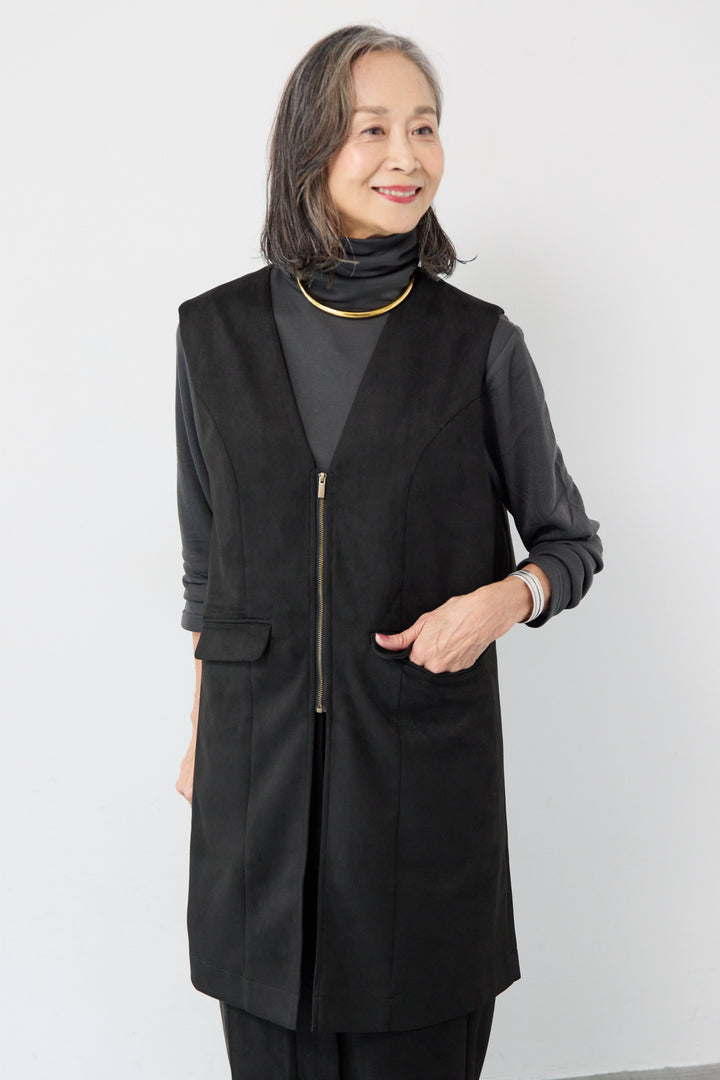 [SET]バックフリルジレ+スエードポンチスカート(2set)