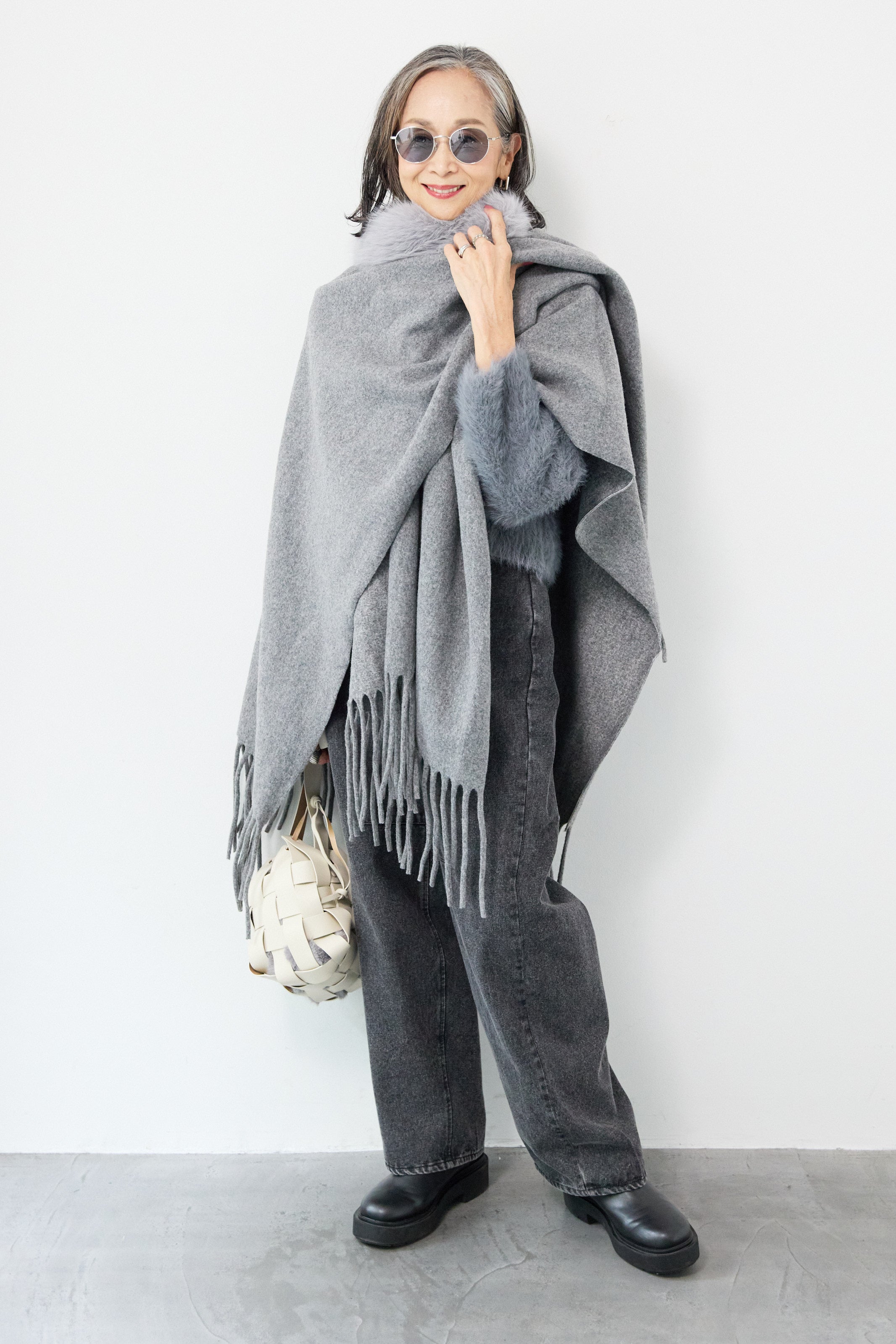 ブルネロクチネリ カシミアシルク混ミンクファーオブジェ【美品】 ブルネロクチネリ カシミアシルク混ミンクファーオブジェ