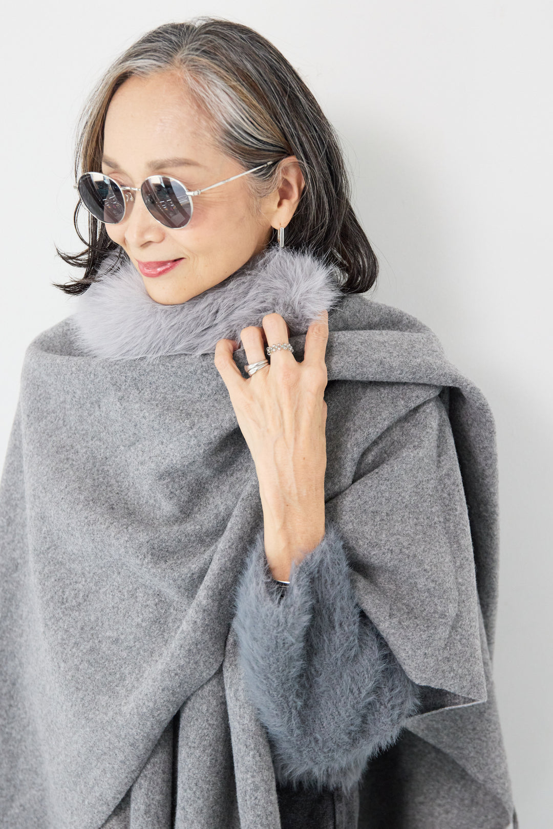 ファー付ストール