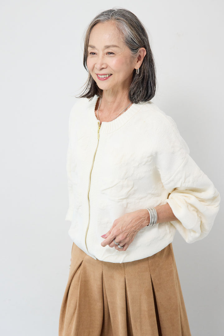 [SET]フラワージャガードモールブルゾン+スエードタックスカート(2set)