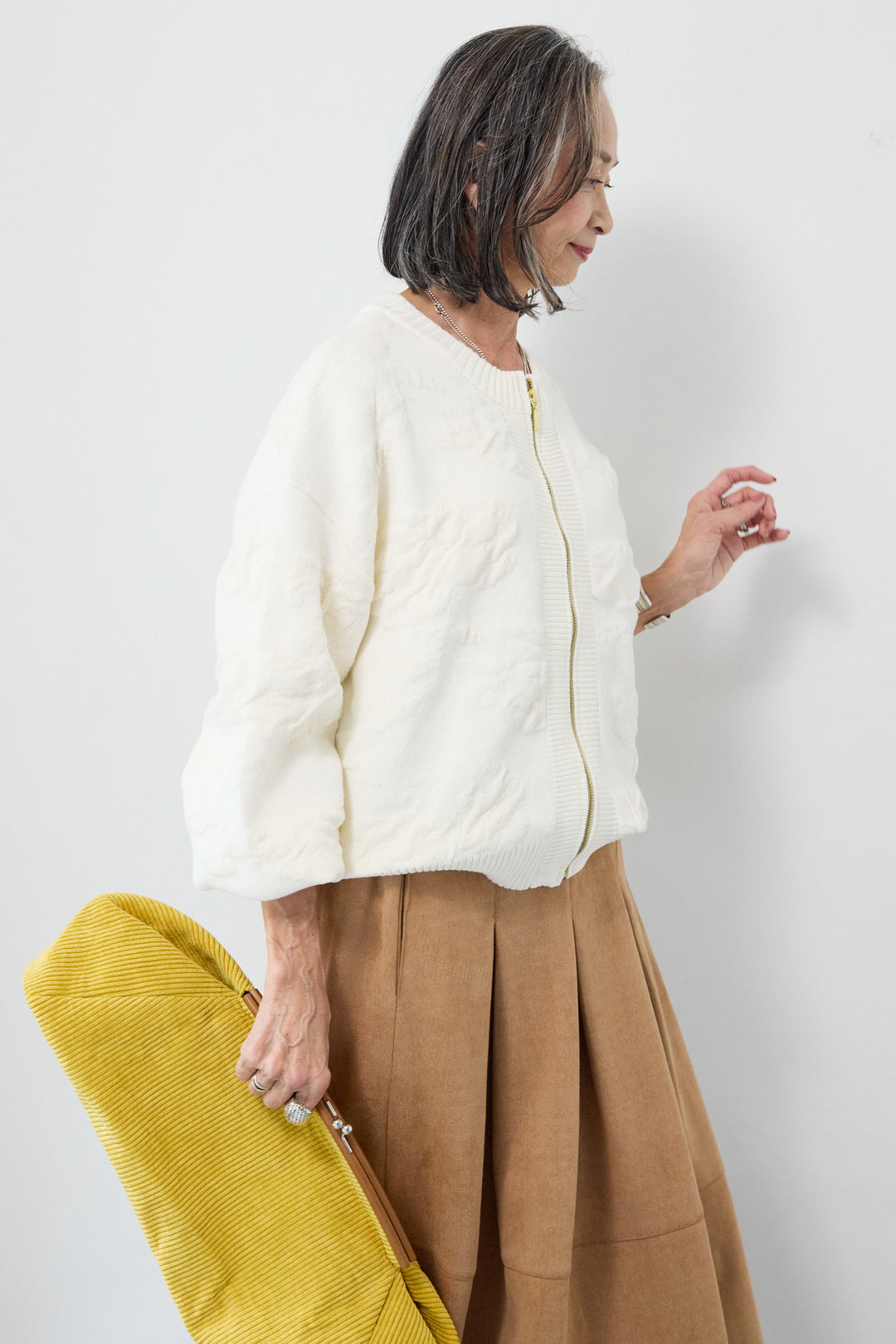 [SET]フラワージャガードモールブルゾン+スエードタックスカート(2set)