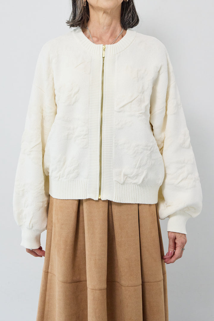 [SET]フラワージャガードモールブルゾン+スエードタックスカート(2set)