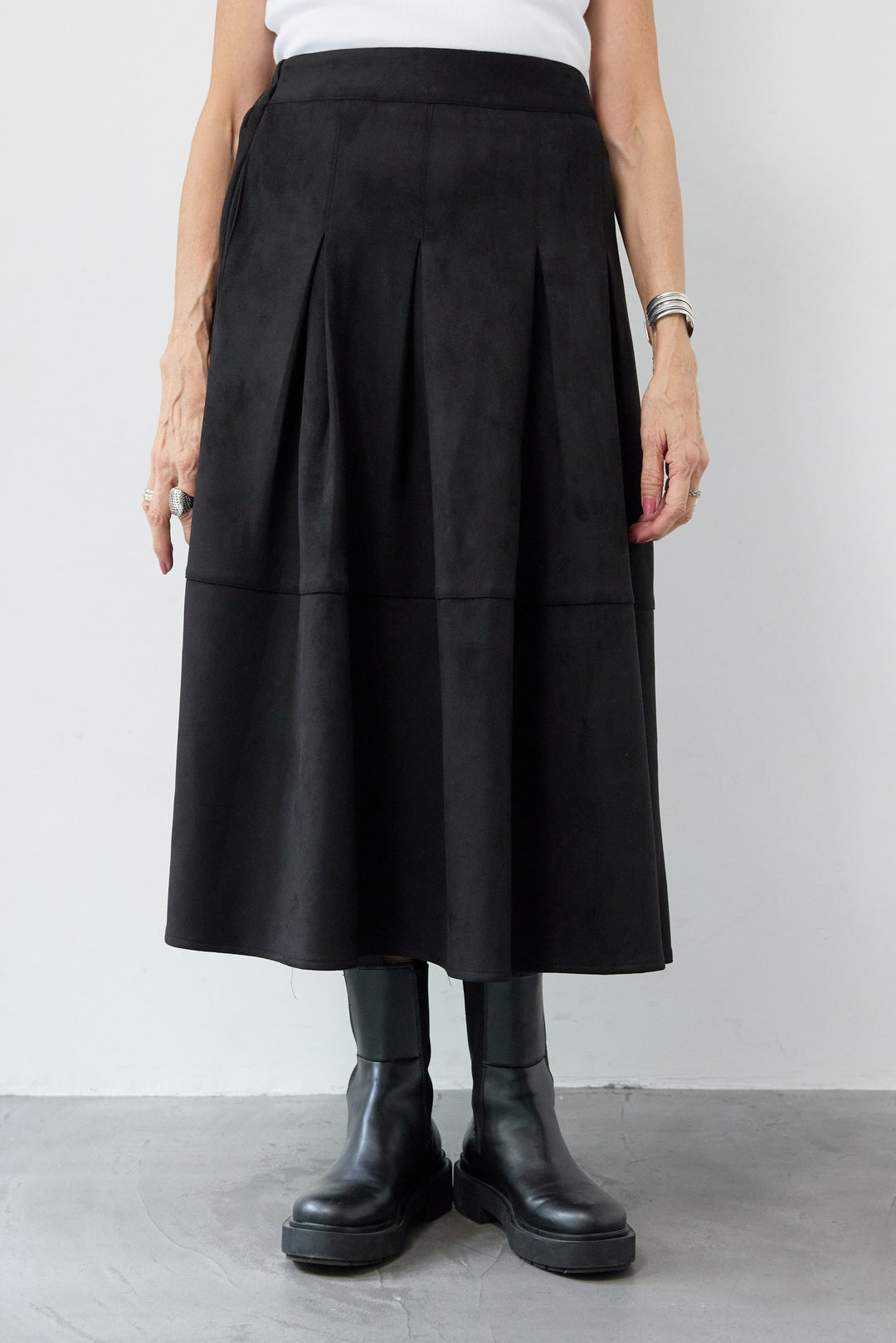 [SET]フラワージャガードモールブルゾン+スエードタックスカート(2set)