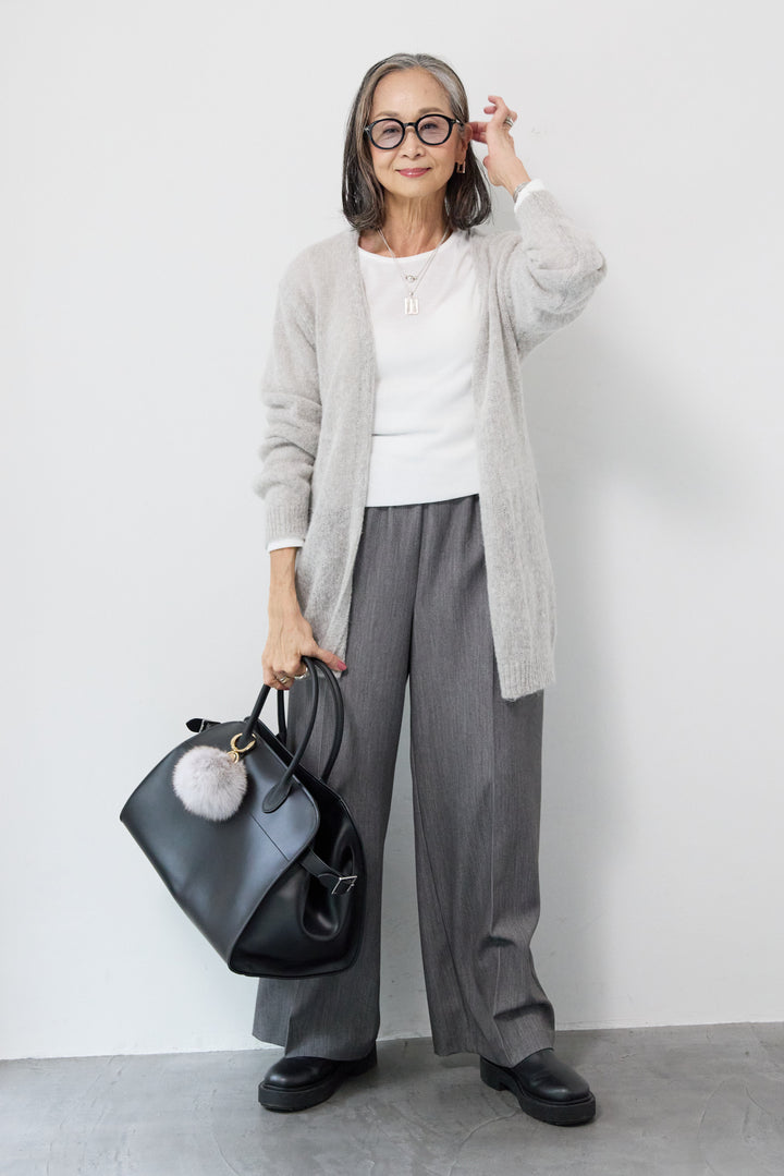 アルパカウール ベルト付カーディガン