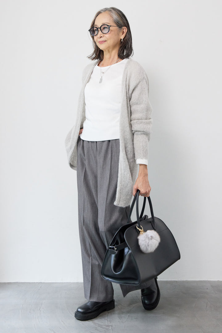 アルパカウール ベルト付カーディガン