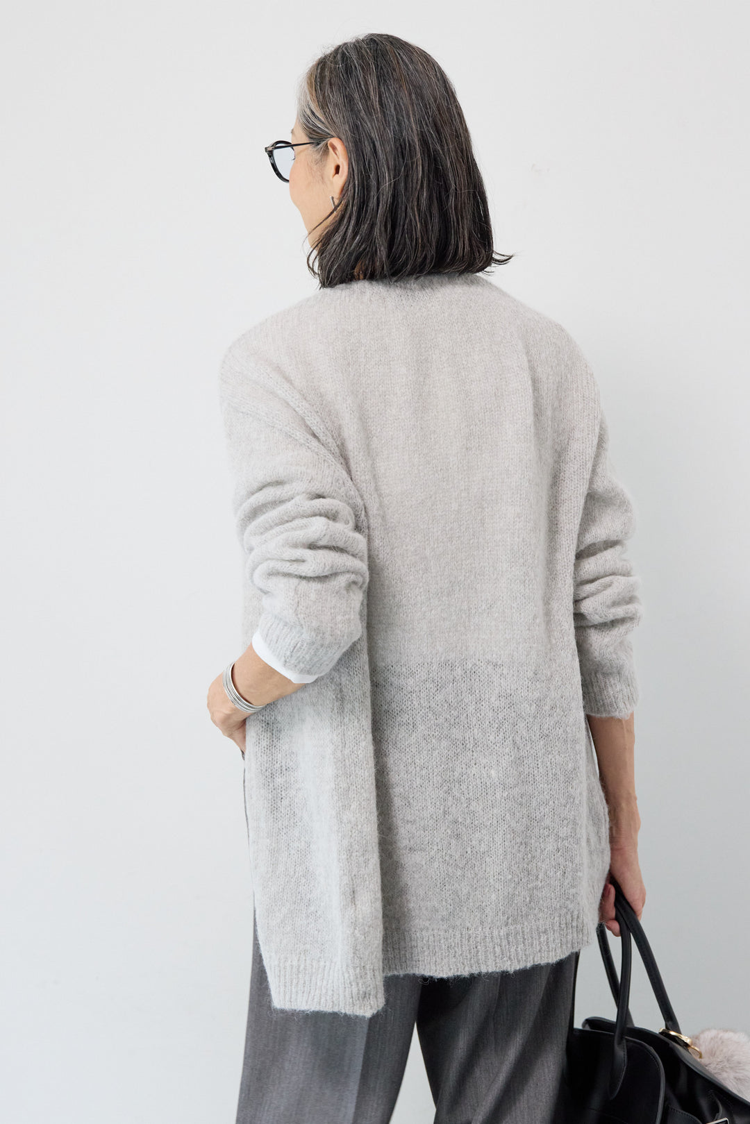 アルパカウール ベルト付カーディガン