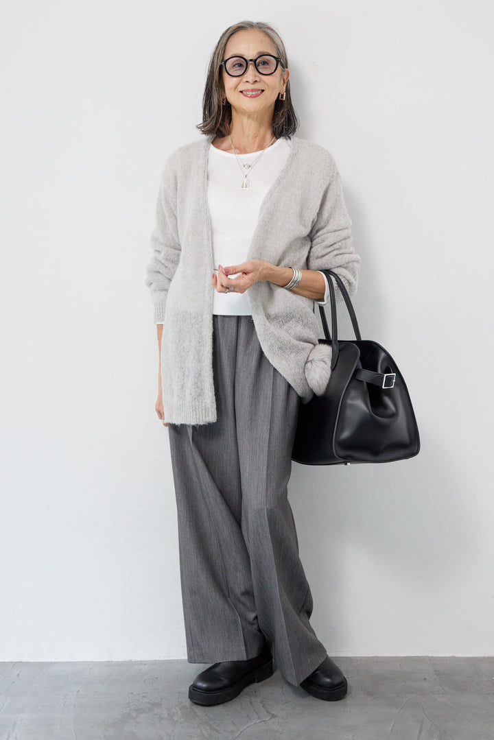 アルパカウール ベルト付カーディガン