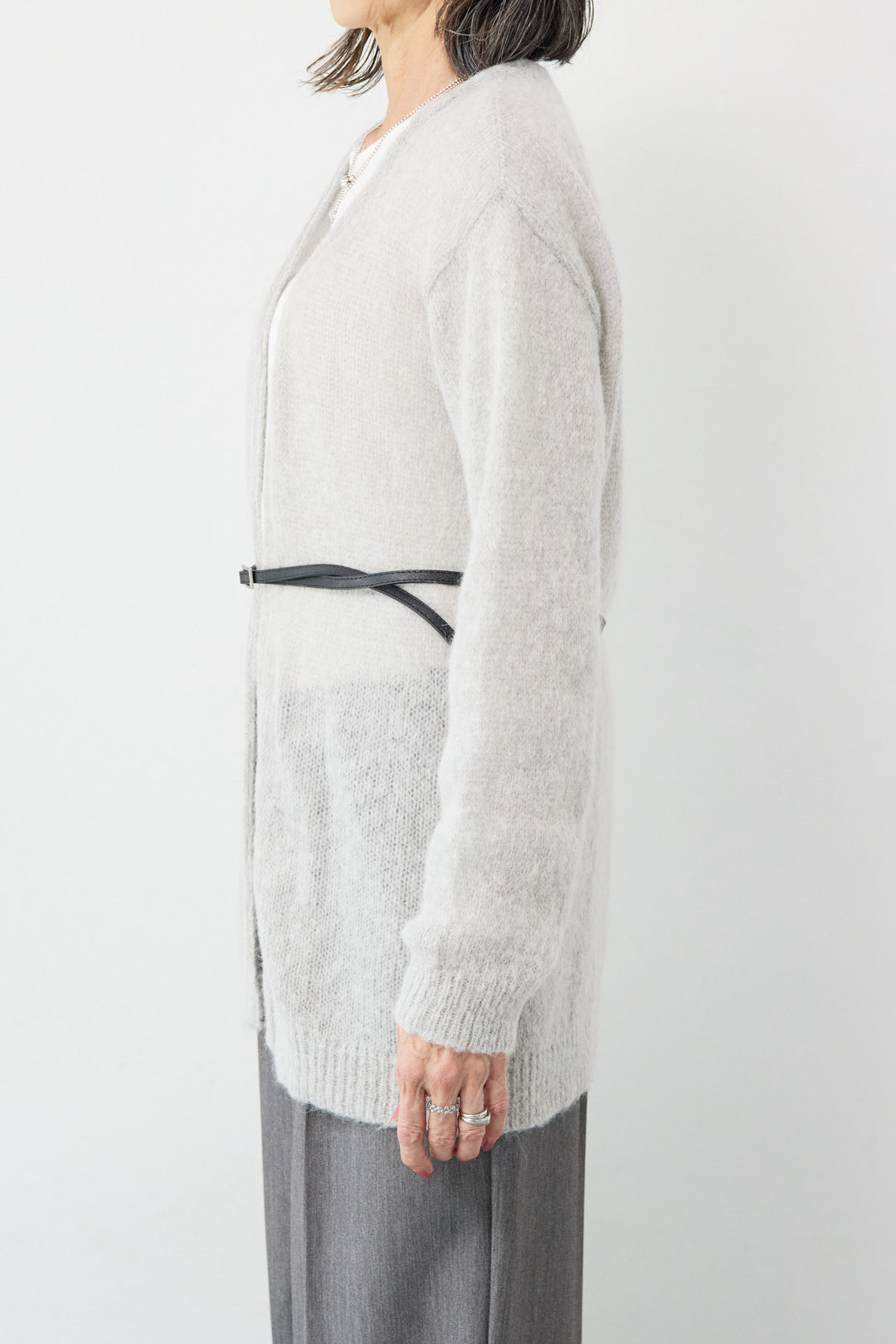 アルパカウール ベルト付カーディガン