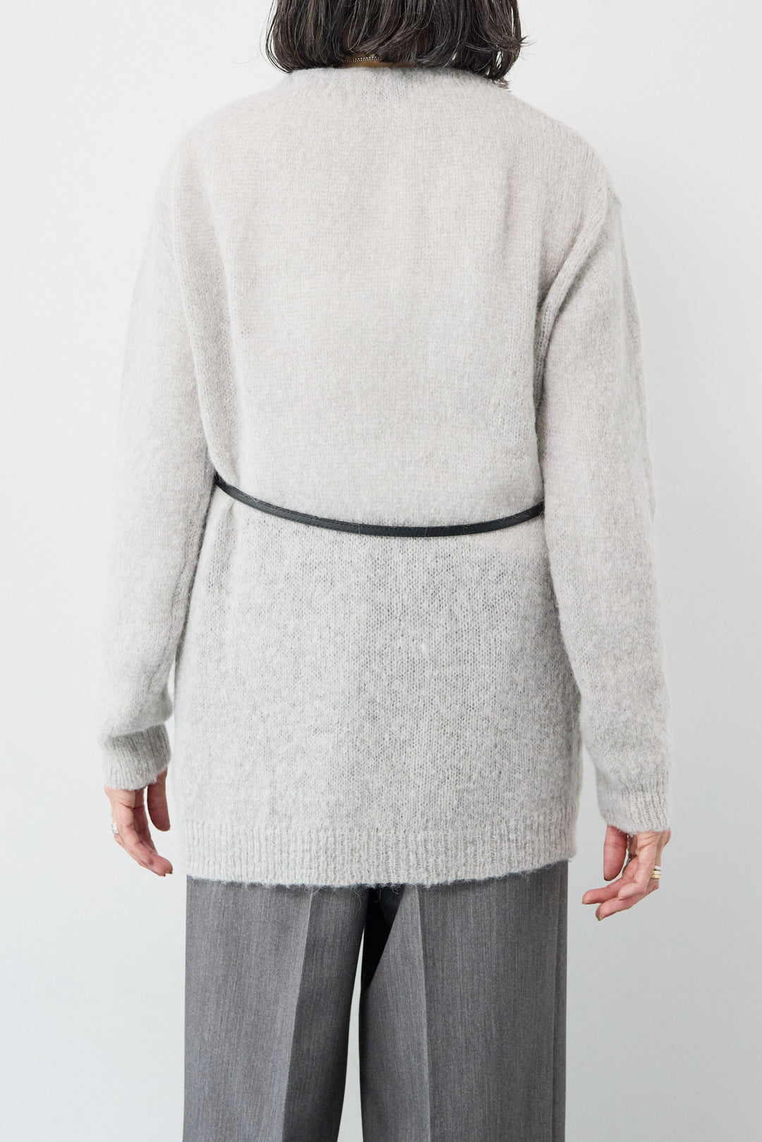 アルパカウール ベルト付カーディガン