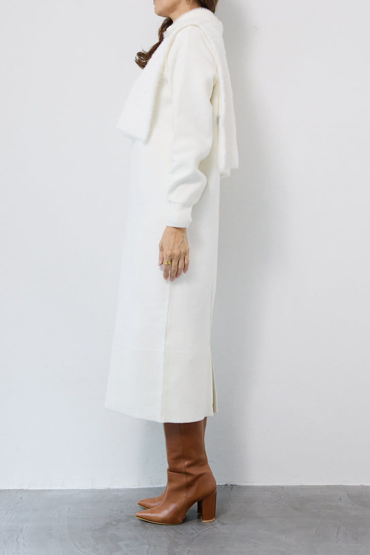 シャギーベスト付ニットワンピース