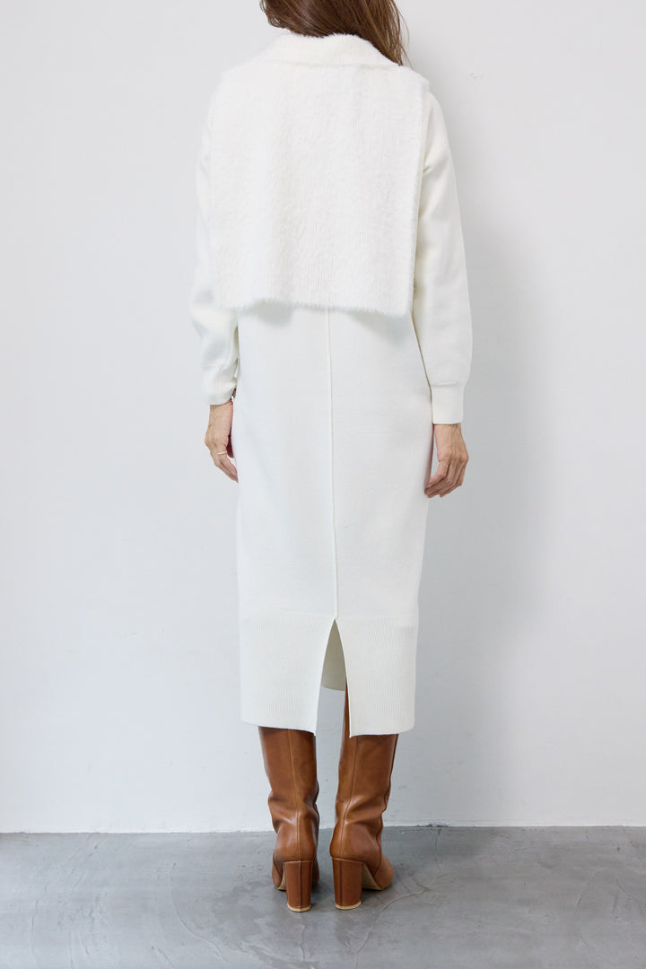 シャギーベスト付ニットワンピース