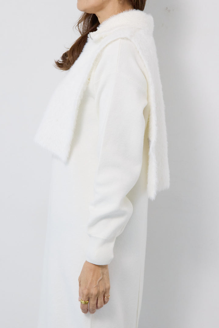 シャギーベスト付ニットワンピース