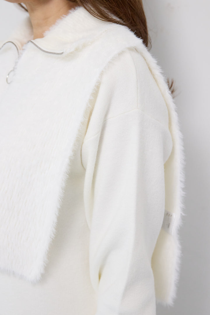 シャギーベスト付ニットワンピース