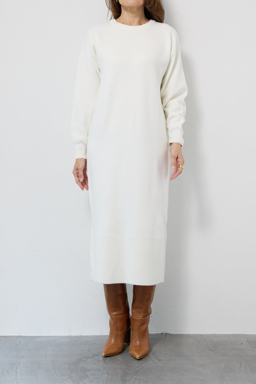 シャギーベスト付ニットワンピース